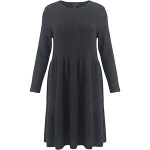 CENY Large Sweater Dress Charcoal Gray Ribbed‎ Soft Knit Mini Dress New